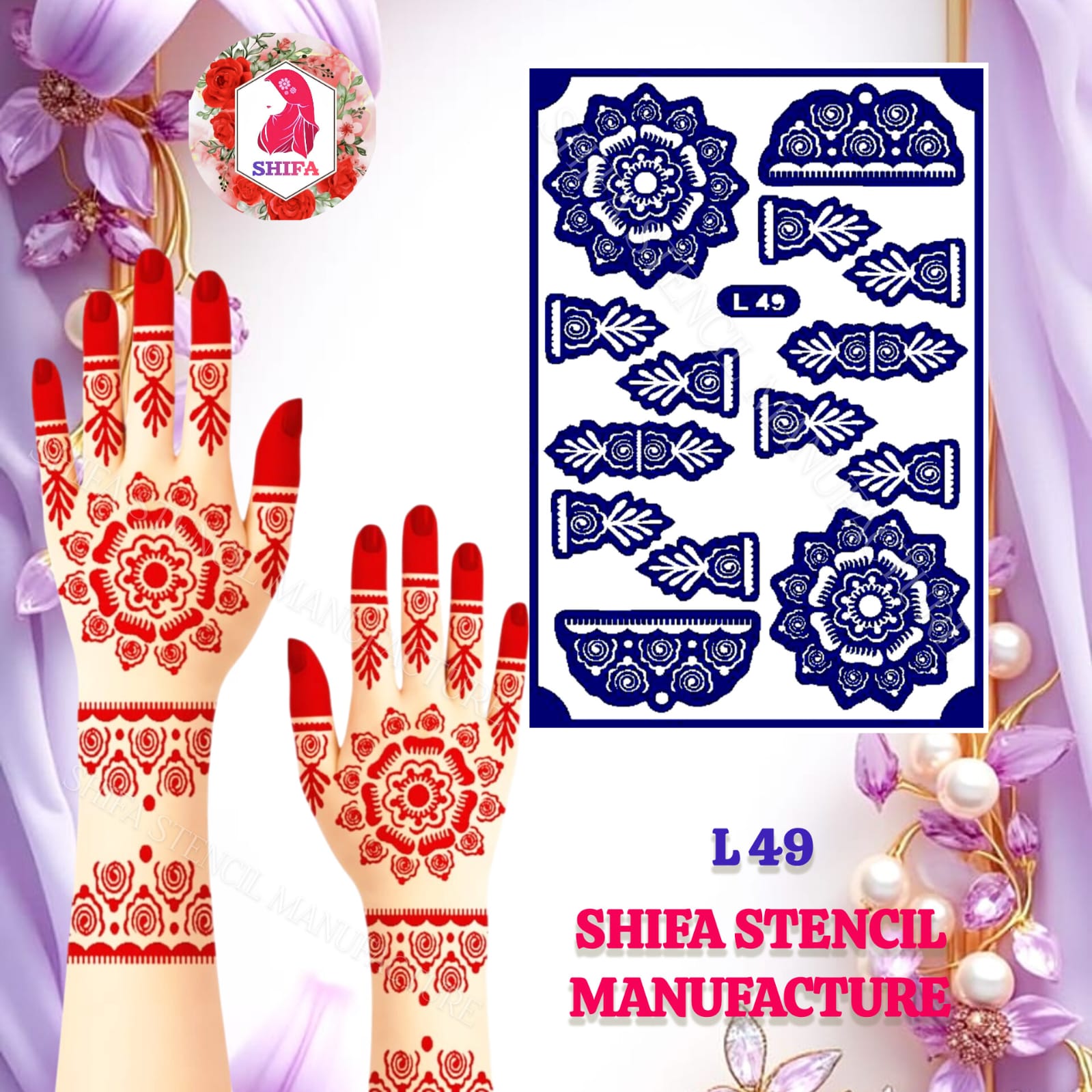 L49 Unique Art Work Themed Mandal Design  Sticker Overview  Henna Stencil - Shifa Stencil